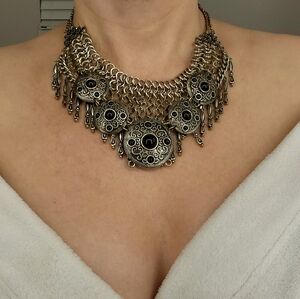 Elegant Silver Color Statement Necklace